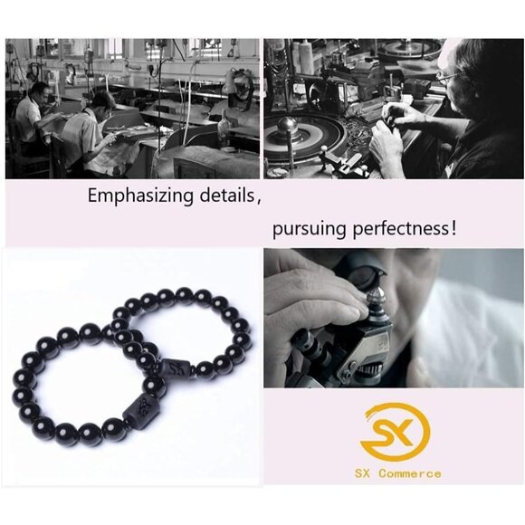 Elegant Black Obsidian Dragon & Phoenix Bracelet for Couples - Detox & Energize - Picture 7 of 7